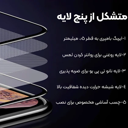 گلس ایربگ دار آیفون 16 پرومکس موکوسون 5D Silicon Plus