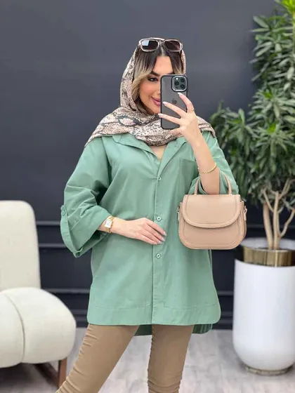 مانتو تک جیب جلو دکمه