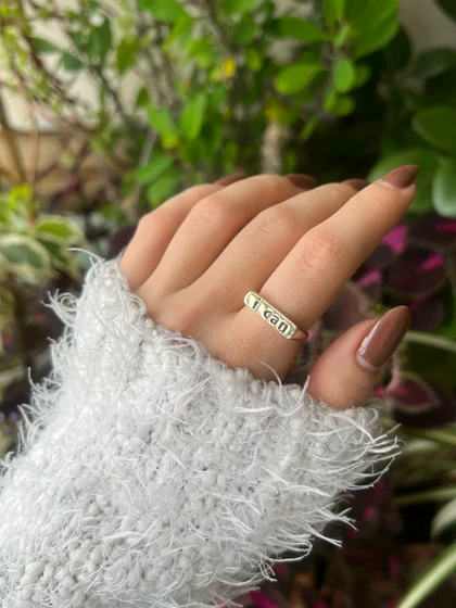 انگشتر تکست کلمه آبکاری نقره طلایی