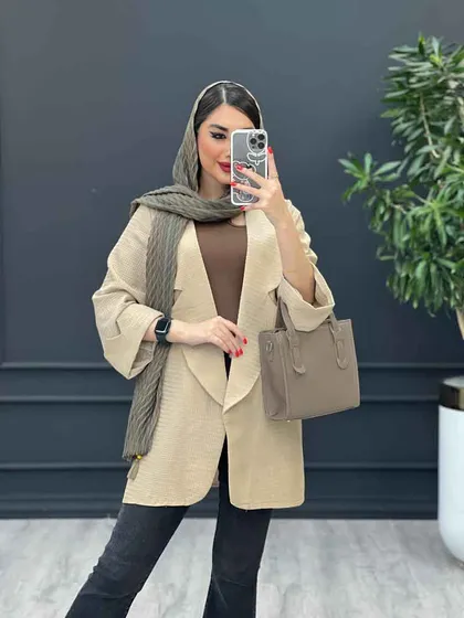 مانتو حصیری آستین برش‌دار