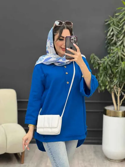 مانتو جلو بسته سه دکمه ریش دار