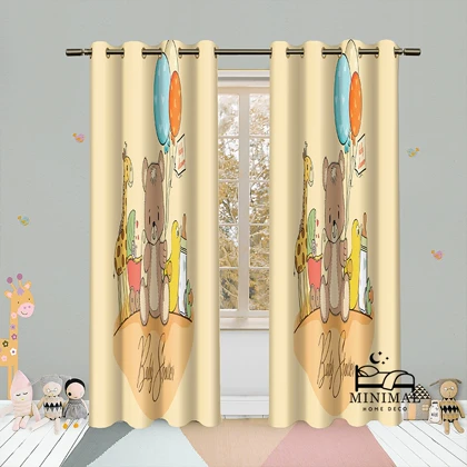 پرده کودک طرح خرس و زرافه مدل W4924