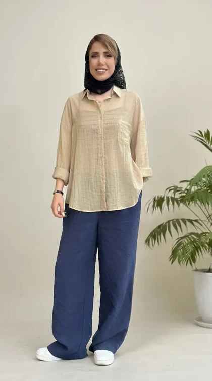 شومیز شیشه ای مستر با تاپ پشت بندی