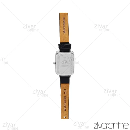 ساعت دنیل ولینگتون زنانه کوادرو قاب نقره ای صفحه صورتی بند چرم 107119