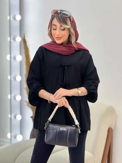 مانتو کمر چین جلو بند دار