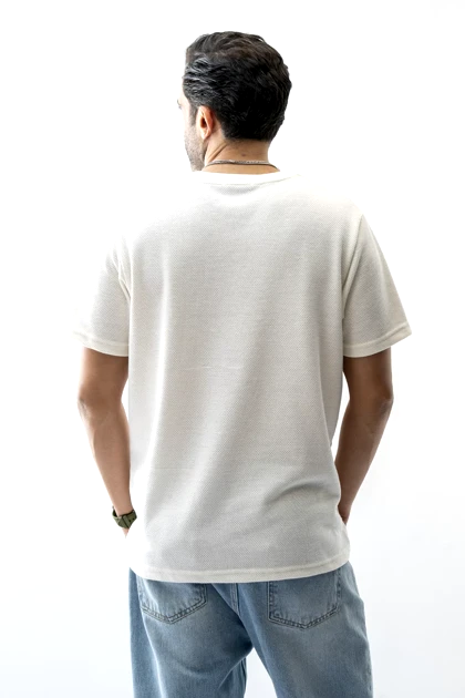 تیشرت آستین کوتاه ژاکارد بیسیک مردانه