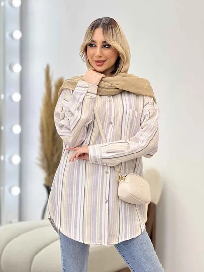 شومیز راه راه دو جیب