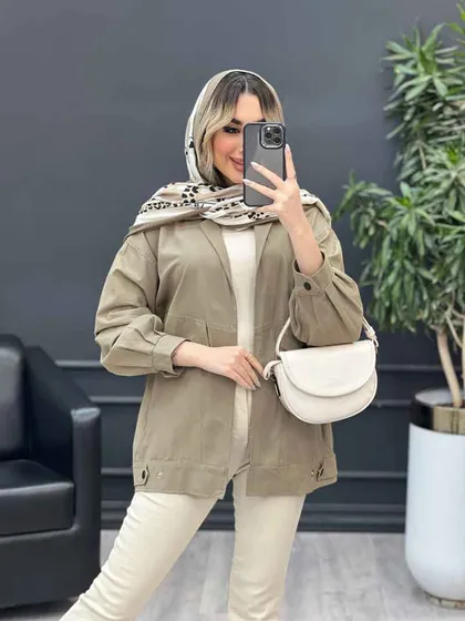 مانتو لینن دو جیب نما پایین پاگن