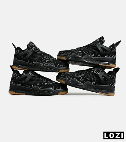 کفش کتانی ساق‌دار مردانه و زنانه مشکی Jordan 4 x Kaws مدل 6886