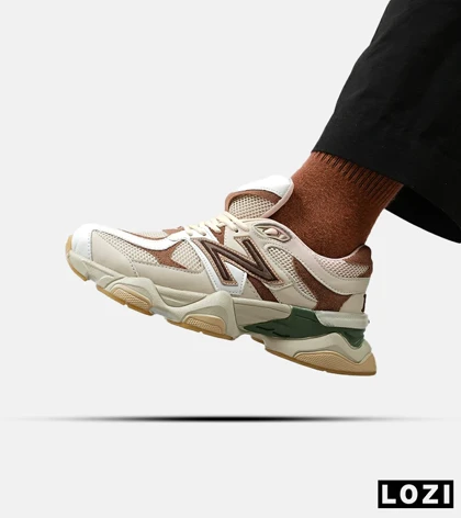 کفش کتانی مردانه و زنانه کرم قهوه ای سبز NEW BALANCE 9060