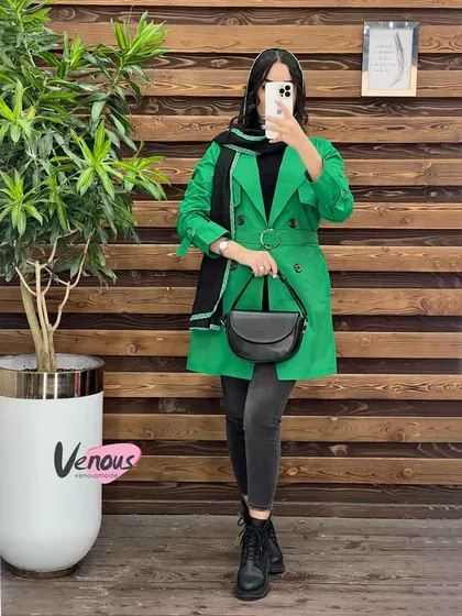 بارانی چهاردکمه کمردار