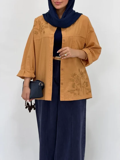 مانتو لینن گلدوزی ترمه