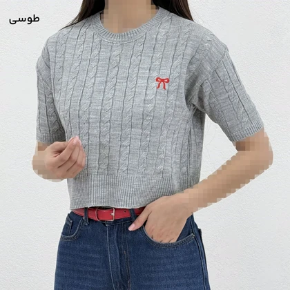 بلوز بافت زنانه گلدوزی پاپیون | آی بولک