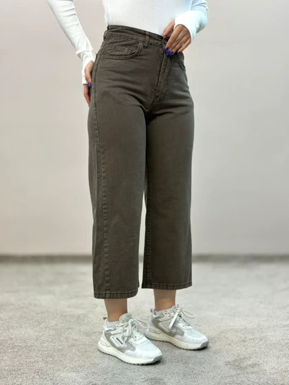 شلوار واید جین شکلاتی 3843آمسو