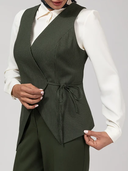 وست زنانه پارچه دیپلمات یقه چپ و راستی آستر دار 70100