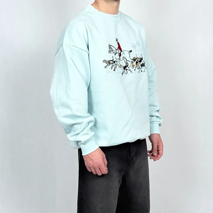 دورس مردانه آبی پنبه سه نخ طرح اسب و سوارکاری