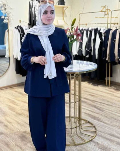 کت و شلوار زنانه کمردار کرپ سالومه