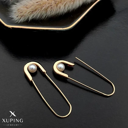 گوشواره ژوپینگ طرح سنجاق قفلی و مروارید