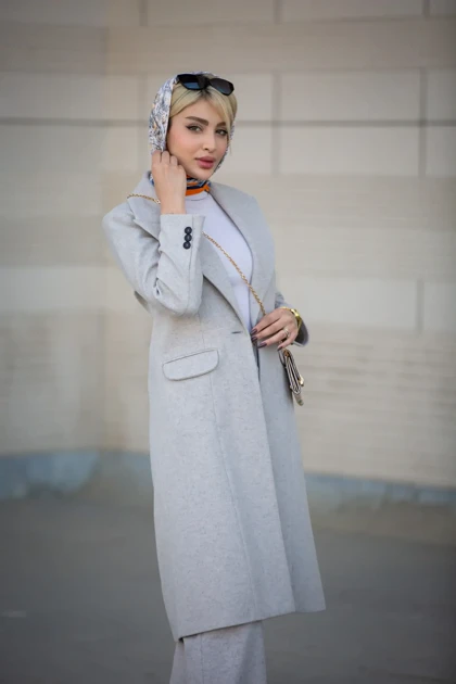 پالتو فوتر بلند ماوی ( پاییزه و زمستانه)