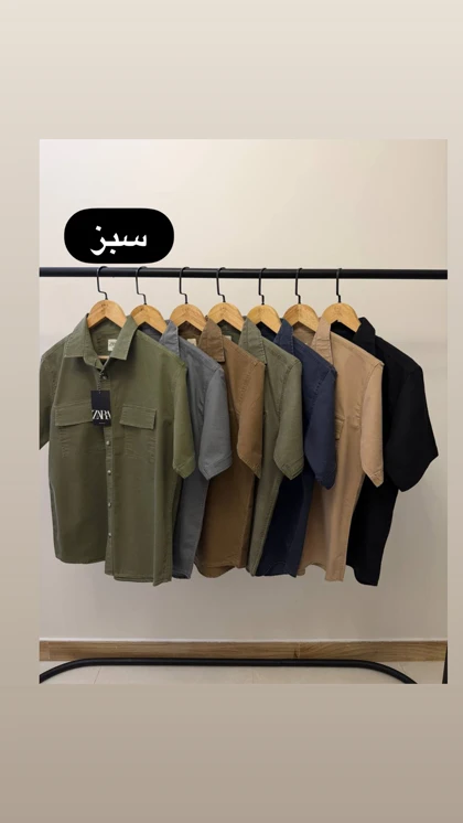 پیراهن استین کوتاه کتان دو جیب 2646