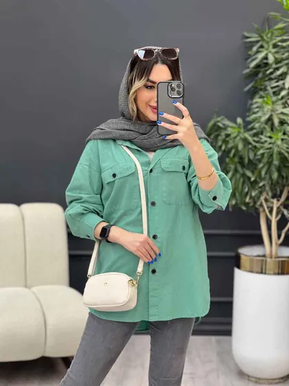 مانتو لینن سر جیب دکمه وینا