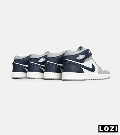 کفش کتانی ساق‌دار مردانه و زنانه سفید سرمه ای طوسی NIKE jordan 1 مدل 6580
