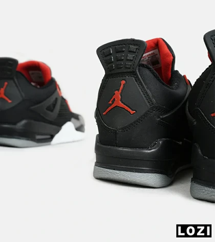 کتانی ساق‌دار زنانه و مردانه مشکی طوسی قرمز Nike air jordan 4 مدل 6473