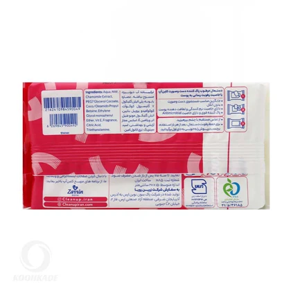 دستمال مرطوب دست و صورت CLEAN UP رطوبت رسان پوست 15 عددی