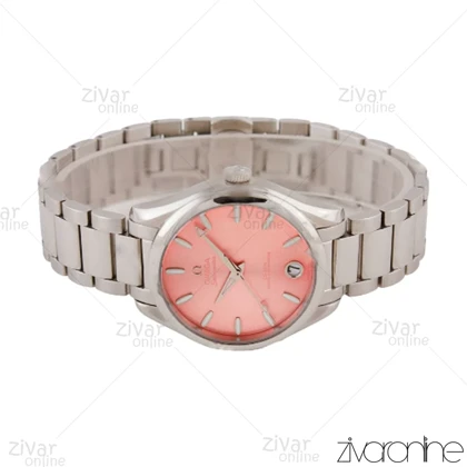 ساعت امگا سیمستر زنانه نقره ای صفحه صورتی 105700