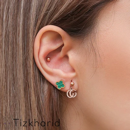 گوشواره سه جفتی استیل مارک گوچی