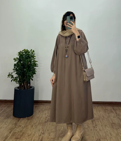 پیراهن مانتویی کتان پاییزه
