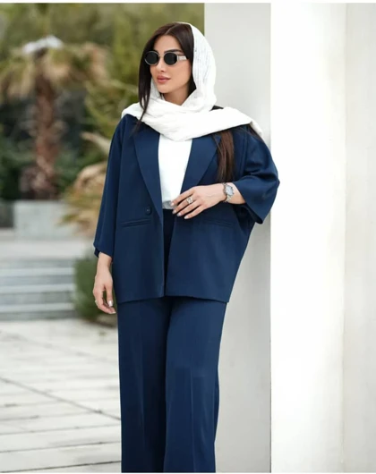 ست کت و شلوار زنانه کیمینو دو جیب بزیاق