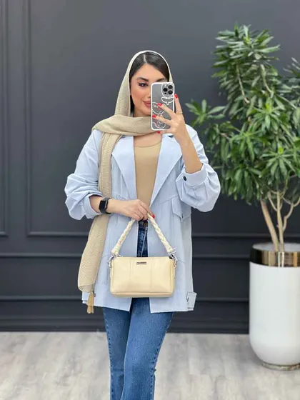مانتو لینن جیب کج پشت پاگن