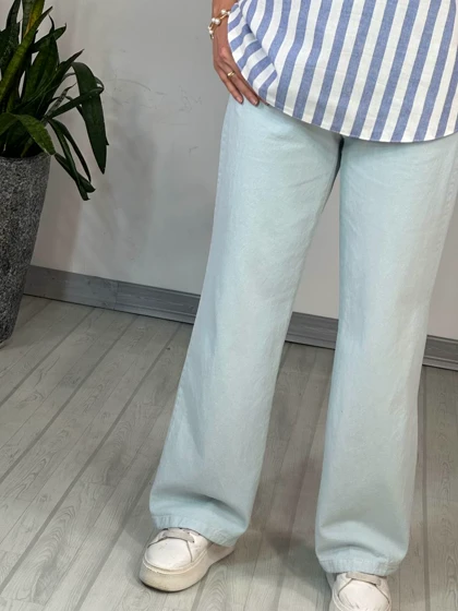 شلوار کتان نیم بگ