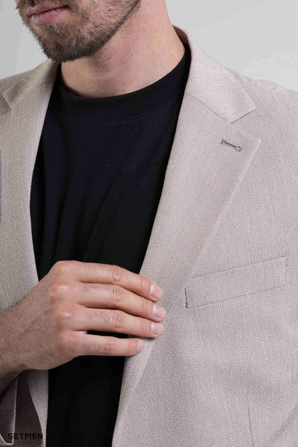 کت تک مردانه دودکمه نیم آستر پارچه GOFRE