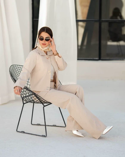 کراپ شلوار ژاکارد چروک