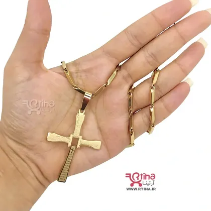 گردنبند صلیب جدید طلایی دخترانه و پسرانه (تاشو)