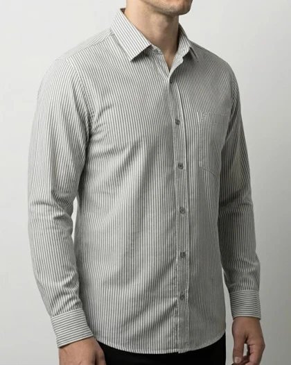 پیراهن مردانه راه راه آستین بلند نخ پنبه 618