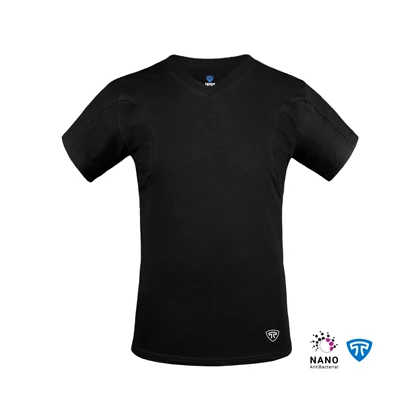 تیشرت نانو آنتی باکتریال ضدتعریق مردانه یقه هفت بسته مشکی