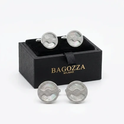 دکمه سردست لاکچری صدف دایره ای برند Bagozza