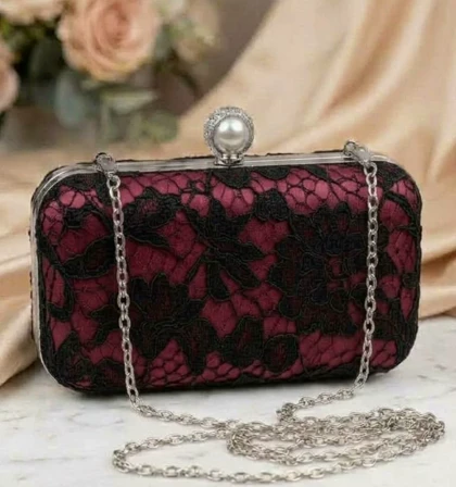کیف مجلسی زنانه مدل تانیا مشکی زرشکی نقره ای کد 18899