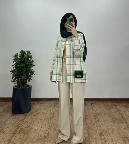 مانتو چهارخونه لینن کنفی 2