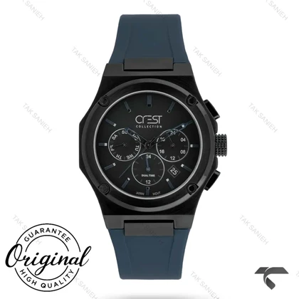 ساعت کرست مردانه 6351-1 صفحه مشکی بند سرمه ای Crest-11050-G