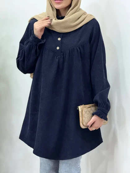 مانتو پاییزه یقه چین آیسو مانلی