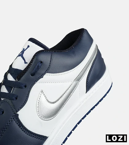 کفش کتانی مردانه و زنانه سفید سرمه ای طوسی 1 NIKE AIR JORDAN مدل 8466