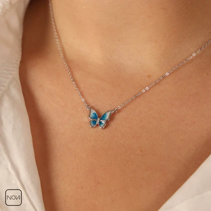 گردنبند نقره پروانه کد 251257