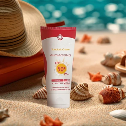 کرم ضد آفتاب و ضدچروک بی رنگ سان سیف SPF50 مناسب انواع پوست 50 میلی‌لیتر