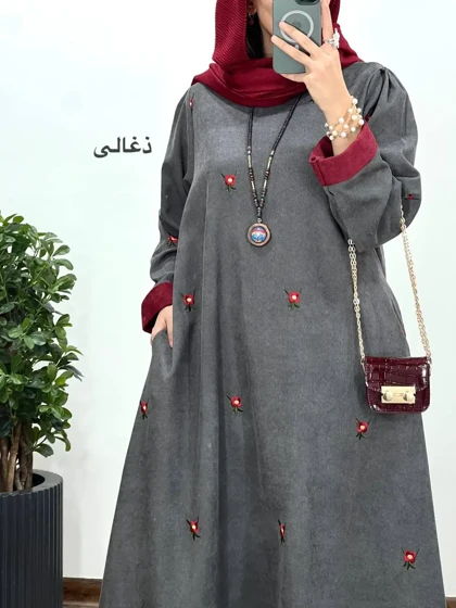 پیراهن مانتویی گلدوزی بهین