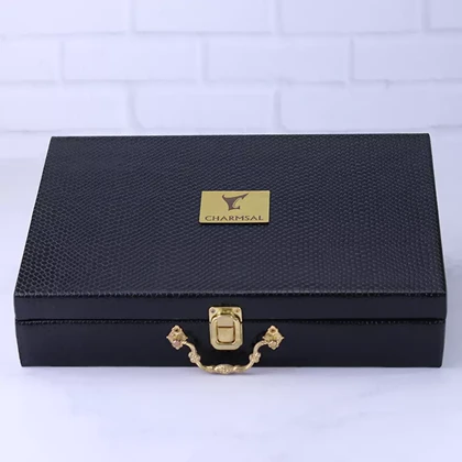 ست کیف کتی چرم و عینک مردانه چرمسال عسلی پوست ماری 182/3