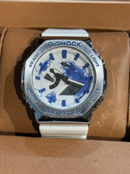 ساعت جی شاک2100 سفید صفحه آبی
